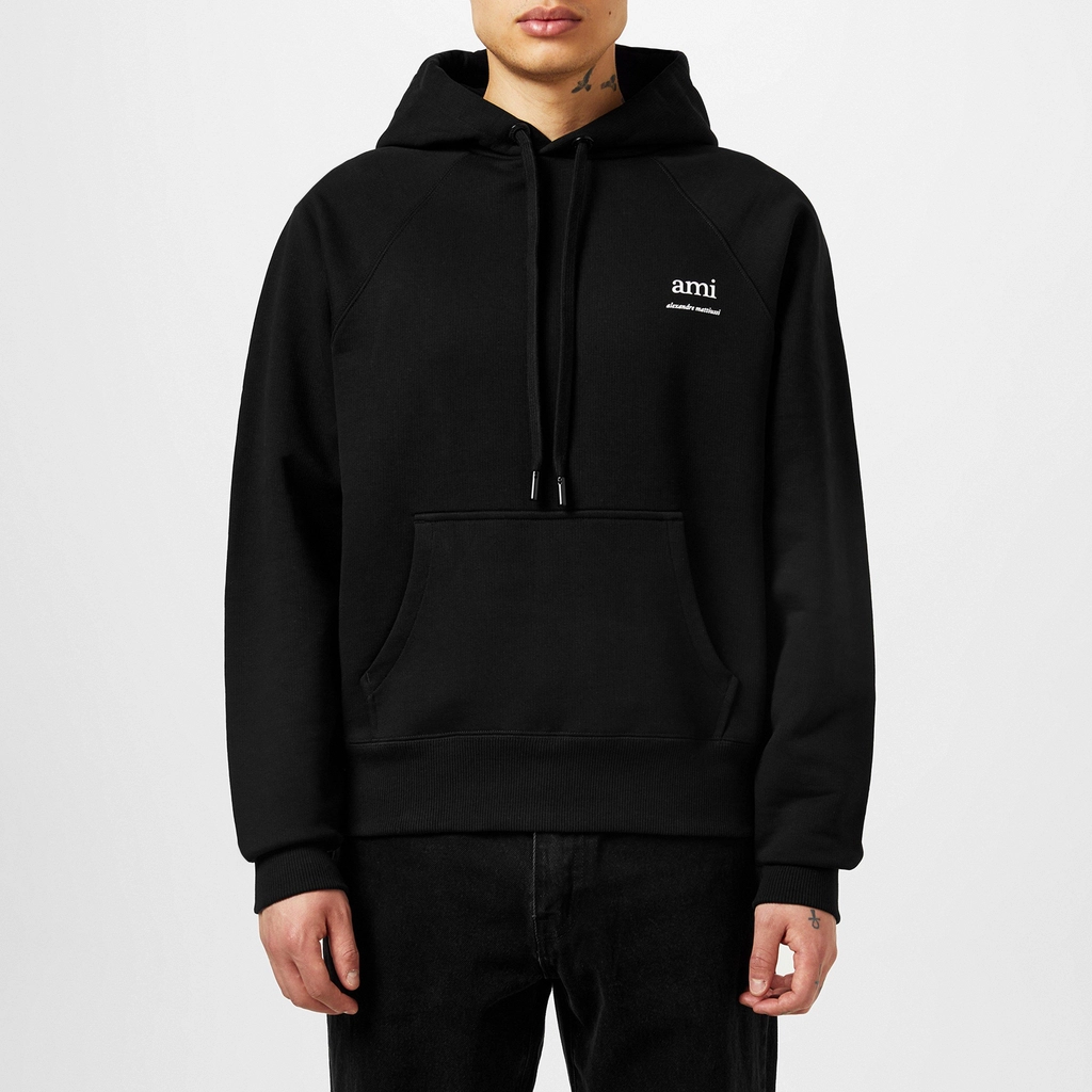 AMI Paris Logo Hooded Sweatshirt - Black 001